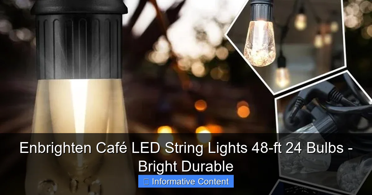 Enbrighten Café LED String Lights 48-ft 24 Bulbs - Bright Durable