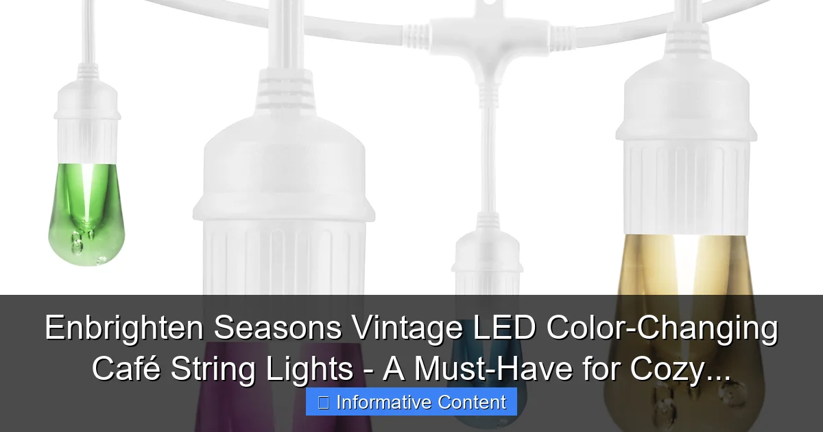 Enbrighten Seasons Vintage LED Color-Changing Café String Lights - A Must-Have for Cozy...