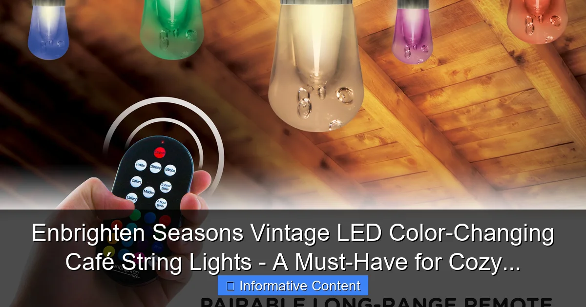 Enbrighten Seasons Vintage LED Color-Changing Café String Lights - A Must-Have for Cozy...