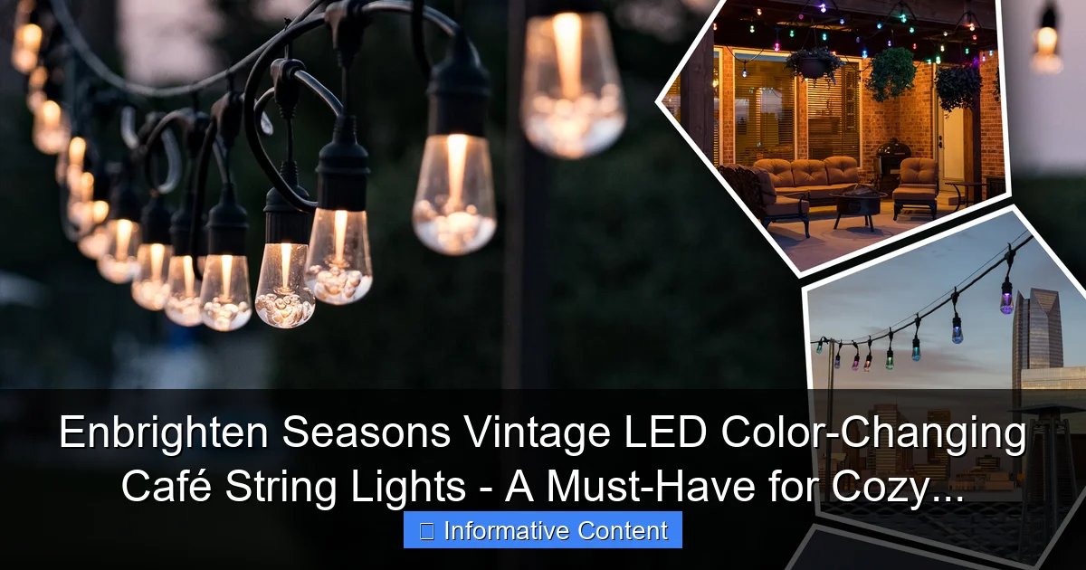 Enbrighten Seasons Vintage LED Color-Changing Café String Lights - A Must-Have for Cozy...