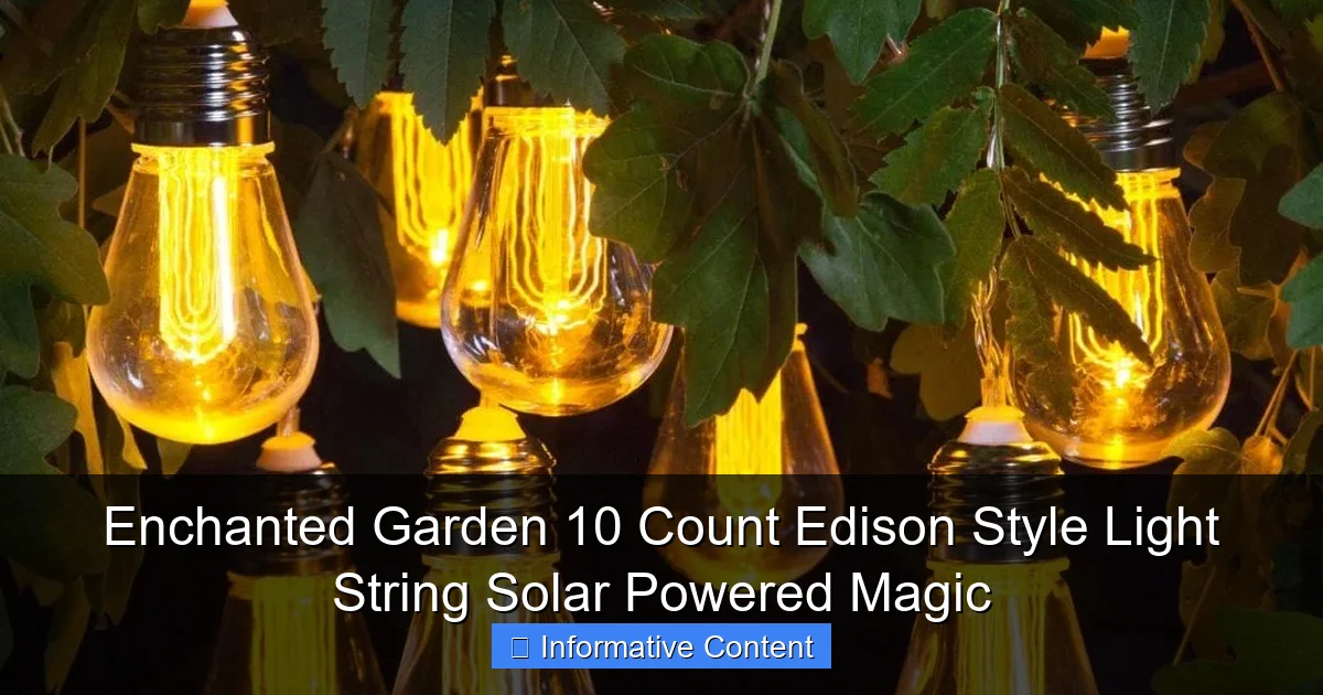 Enchanted Garden 10 Count Edison Style Light String Solar Powered Magic