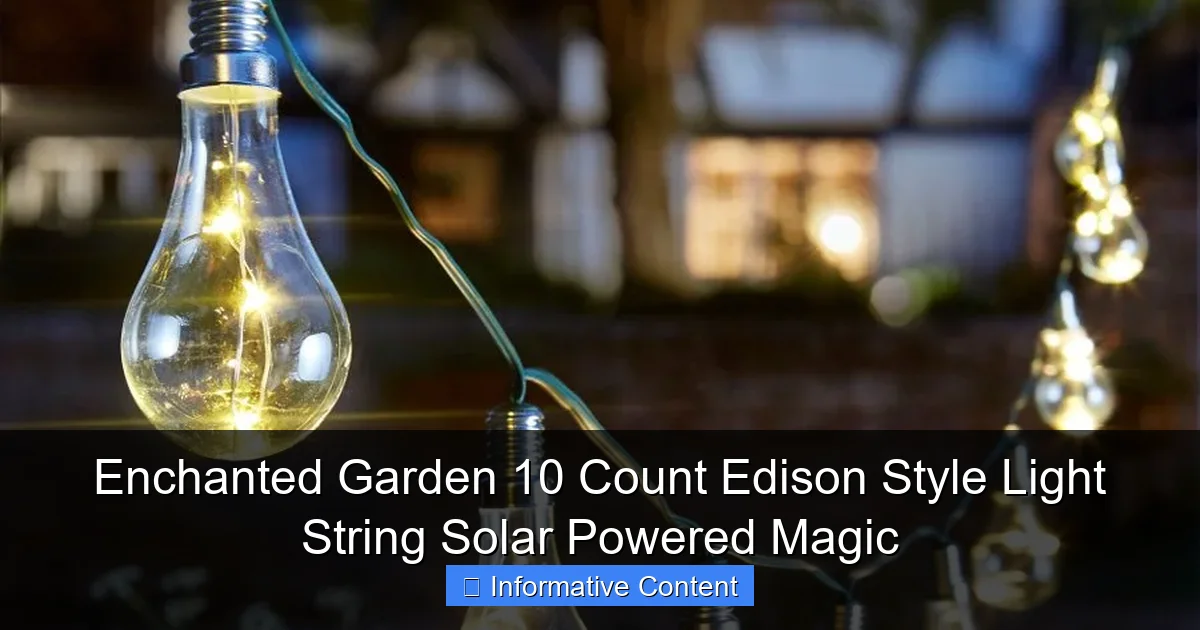 Enchanted Garden 10 Count Edison Style Light String Solar Powered Magic
