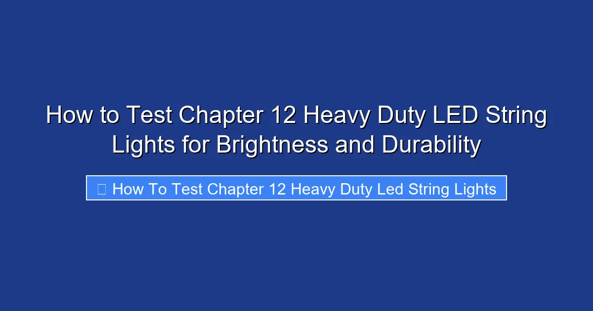 How to Test Chapter 12 Heavy Duty LED String Lights for Brightness and Durability