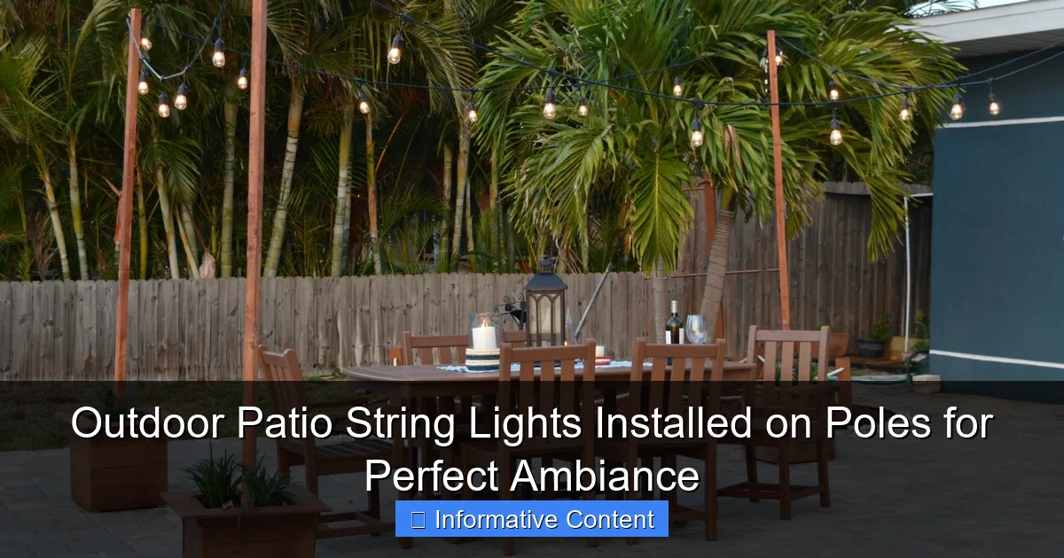 Outdoor Patio String Lights Installed on Poles for Perfect Ambiance
