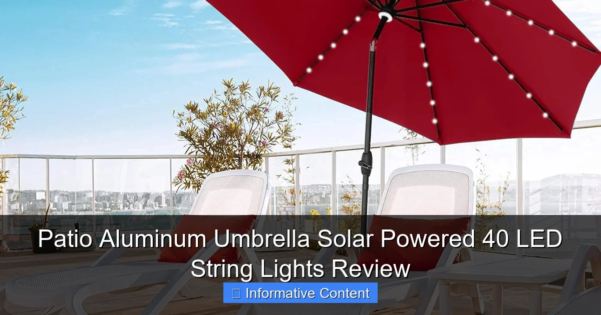 Patio Aluminum Umbrella Solar Powered 40 LED String Lights Review