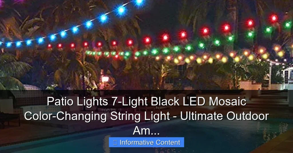 Patio Lights 7-Light Black LED Mosaic Color-Changing String Light - Ultimate Outdoor Am...