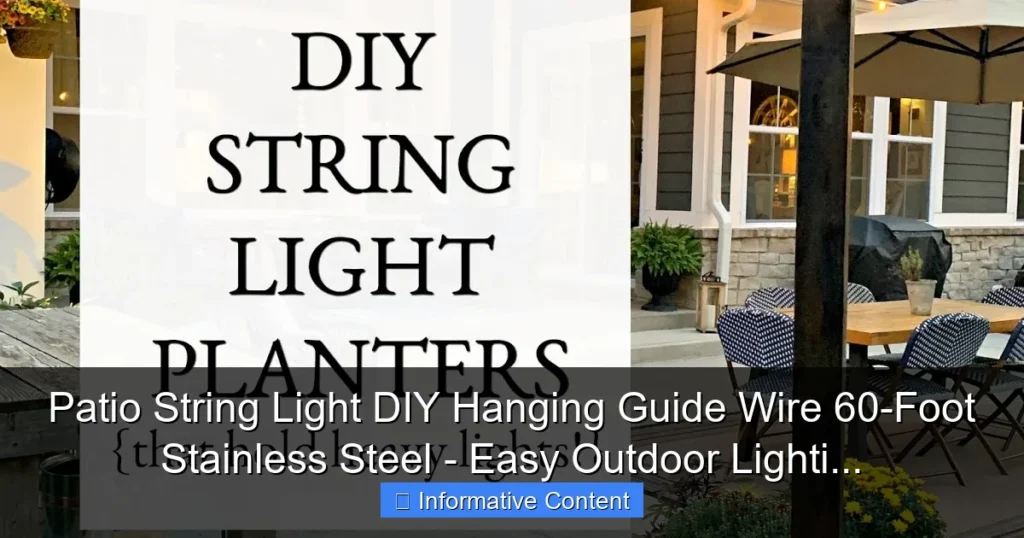 Patio String Light DIY Hanging Guide Wire 60-Foot Stainless Steel - Easy Outdoor Lighti...