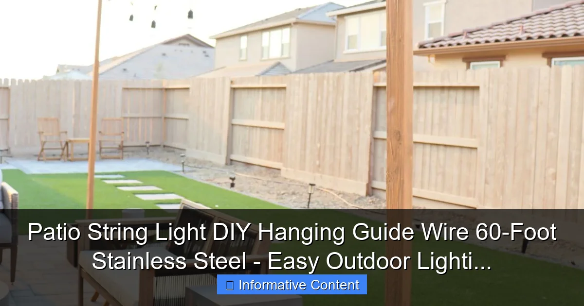 Patio String Light DIY Hanging Guide Wire 60-Foot Stainless Steel - Easy Outdoor Lighti...