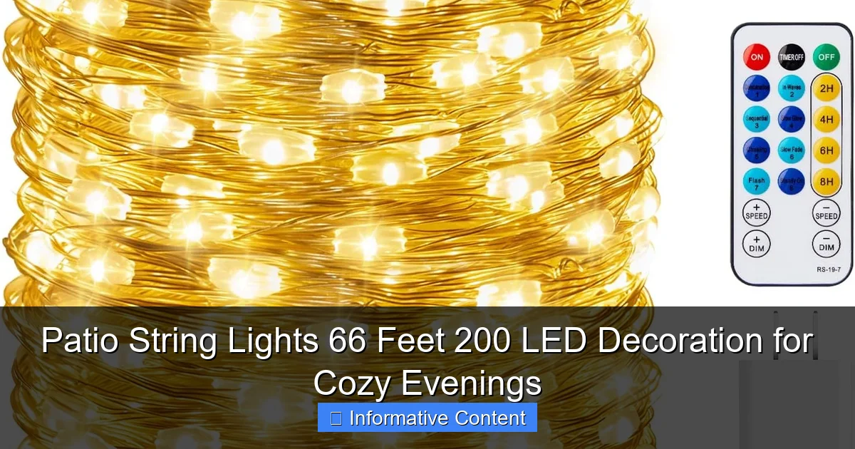 Patio String Lights 66 Feet 200 LED Decoration for Cozy Evenings