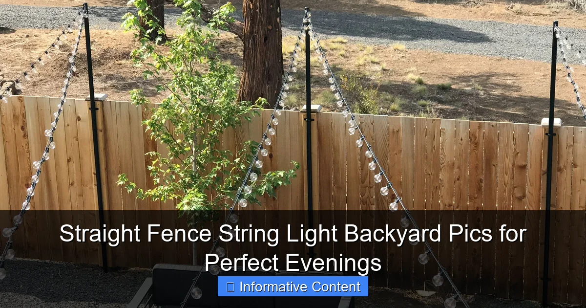 Straight Fence String Light Backyard Pics for Perfect Evenings
