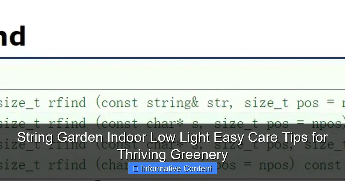 String Garden Indoor Low Light Easy Care Tips for Thriving Greenery