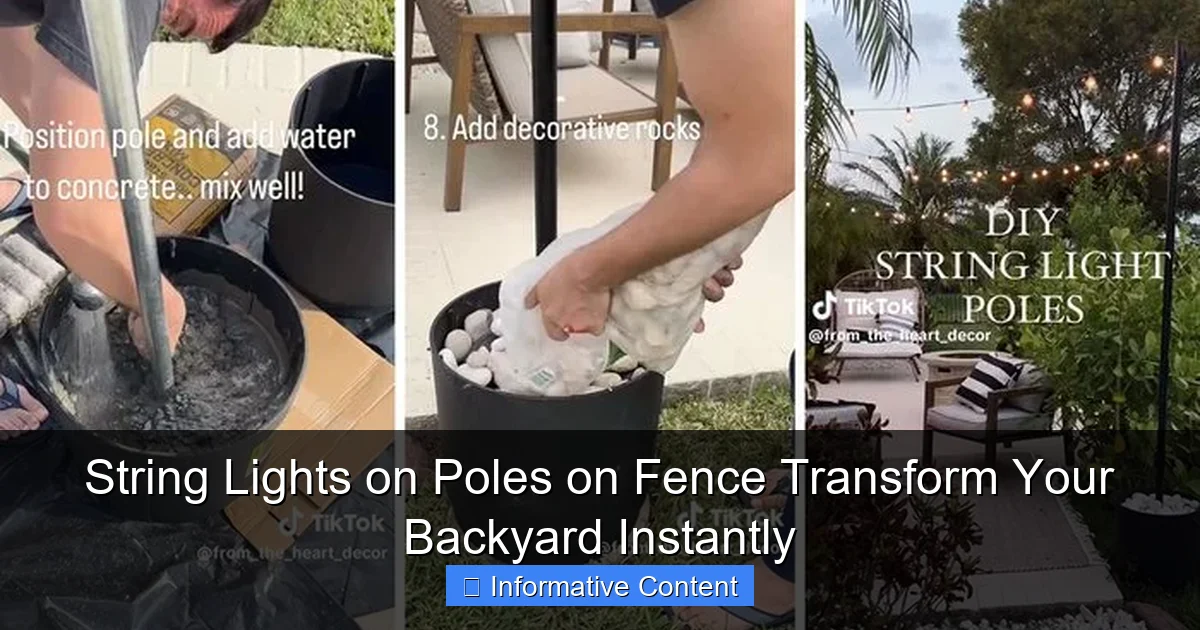 String Lights on Poles on Fence Transform Your Backyard Instantly