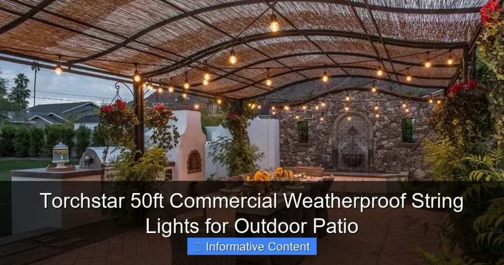 Torchstar 50ft Commercial Weatherproof String Lights for Outdoor Patio