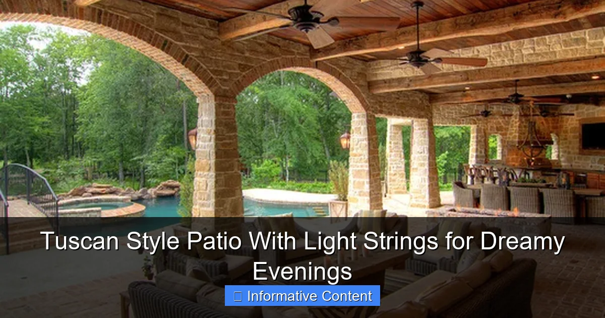 Tuscan Style Patio With Light Strings for Dreamy Evenings