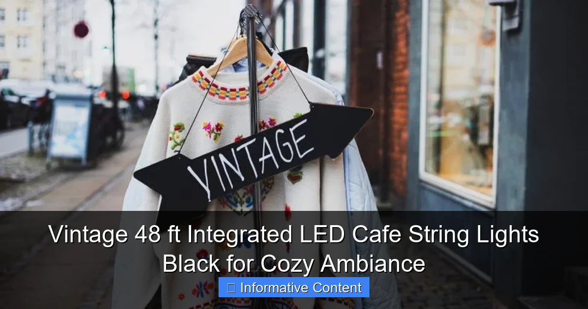 Vintage 48 ft Integrated LED Cafe String Lights Black for Cozy Ambiance