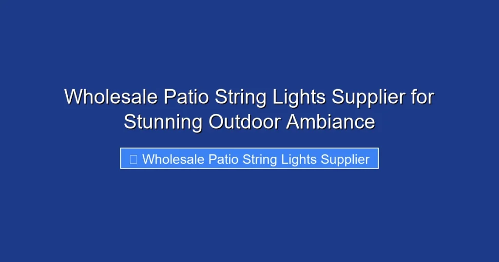 Wholesale Patio String Lights Supplier for Stunning Outdoor Ambiance