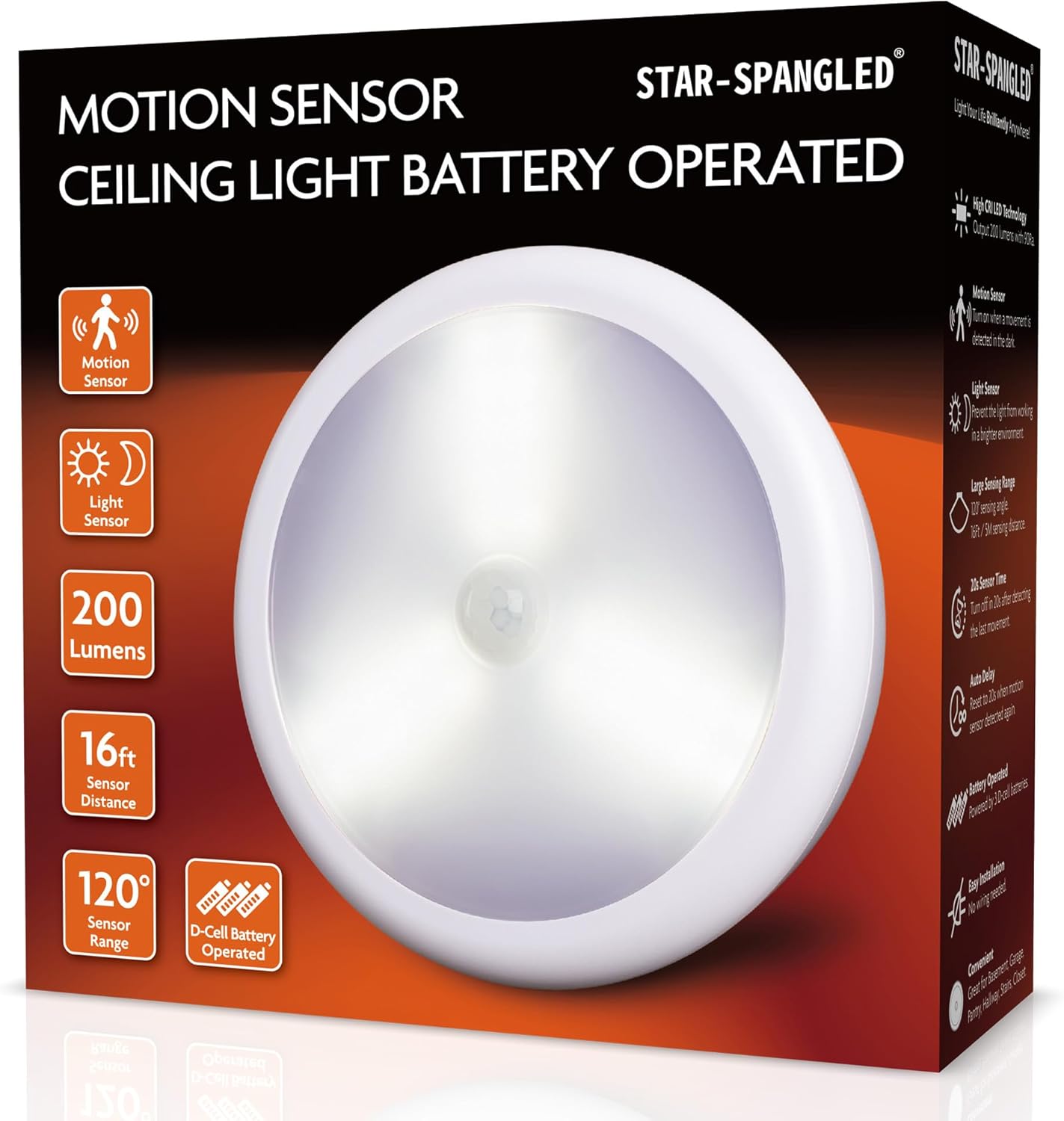 STAR-SPANGLED 6.3” Motion Sensor Ceiling Light Review 2026: Best Battery-Powered