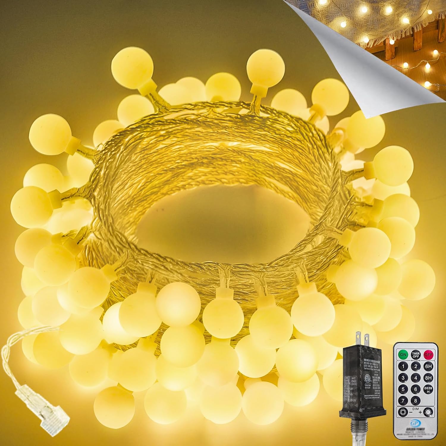 LORRYTE 43FT 100LED Globe String Lights Review 2026: Warm White 8-Mode Plug-In M