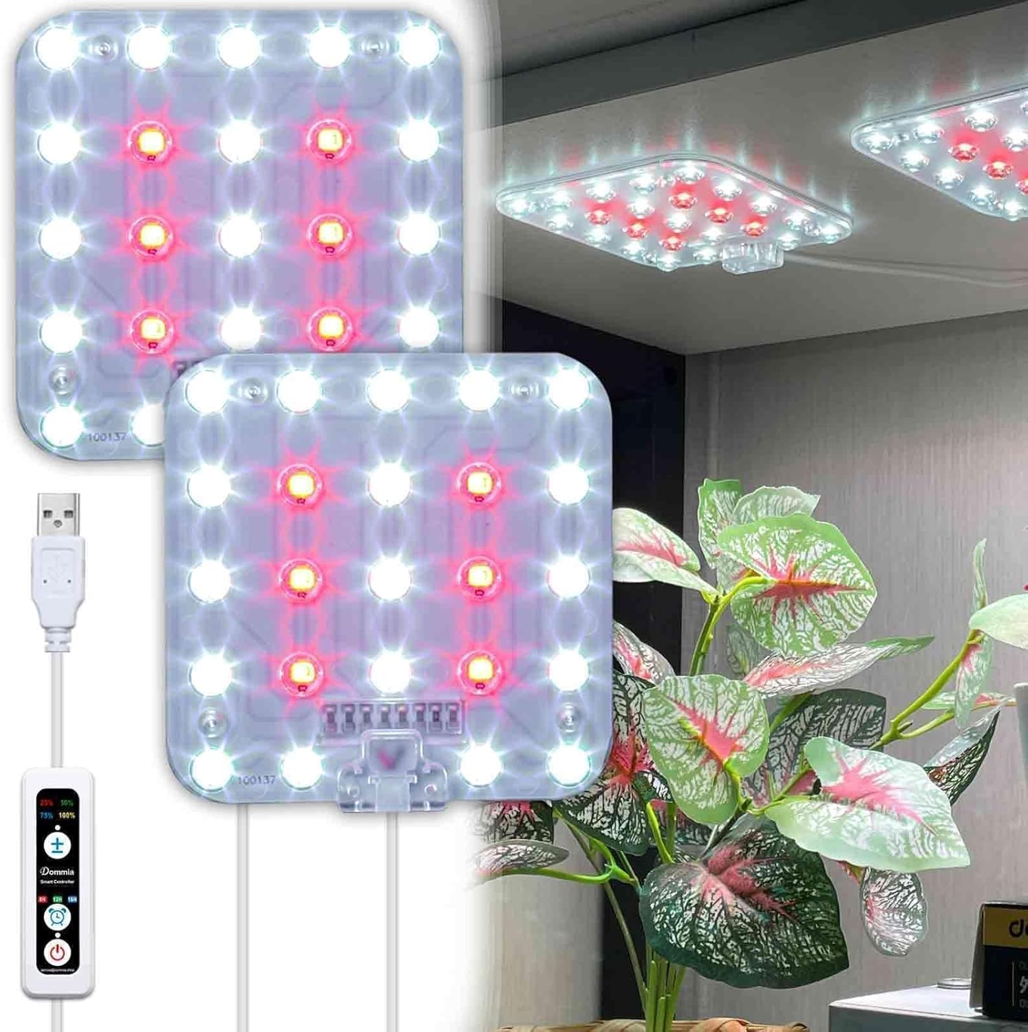 DOMMIA Full Spectrum LED Grow Light Review 2026: Best 2-Panel Plant Light with T